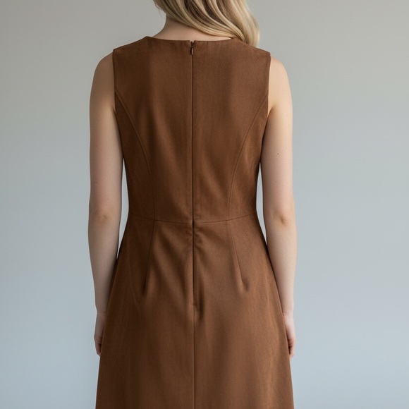 Roz & Ali Sleeveless Brown Midi Dress - Picture 2 of 5